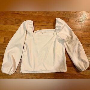 NWOT Madewell Crepe Square-Neck Puff-Sleeve Top 
Antique Cream